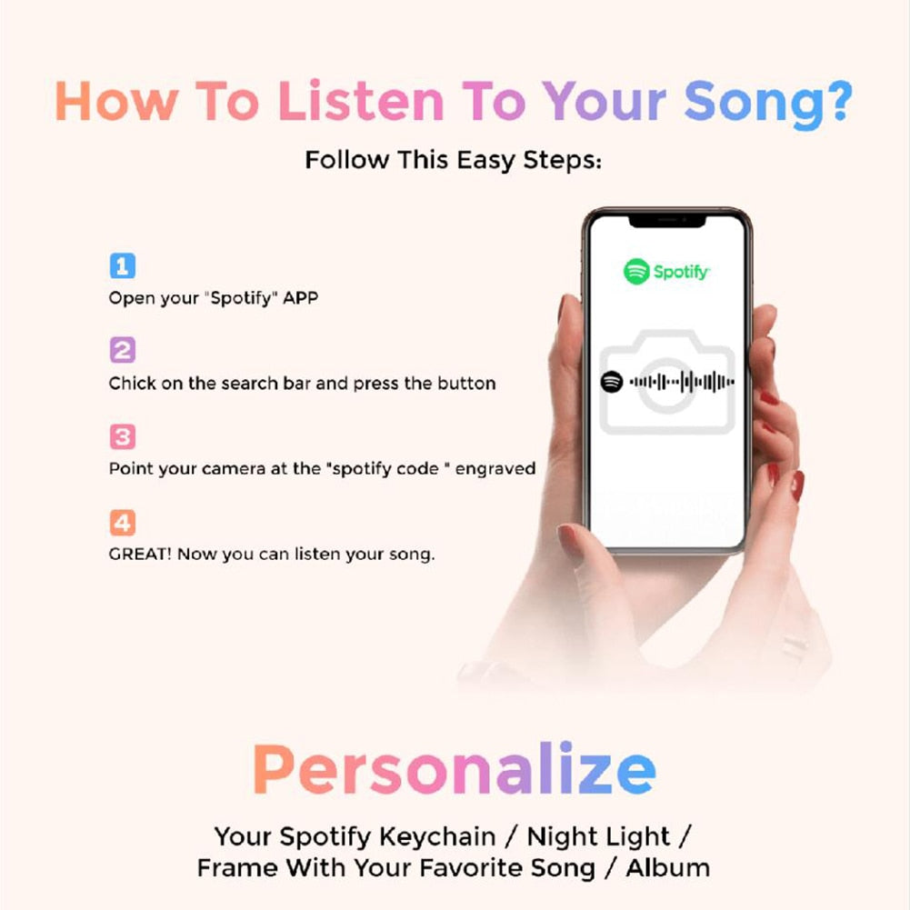 Custom Spotify Keychain - Scannable Spotify Music Code Plaque Artwork